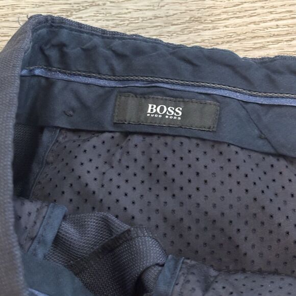 Hugo Boss Mens Wool Flat Front Dress Pants Blue Pattern 34x30 (Fits Like 32) - Picture 8 of 10